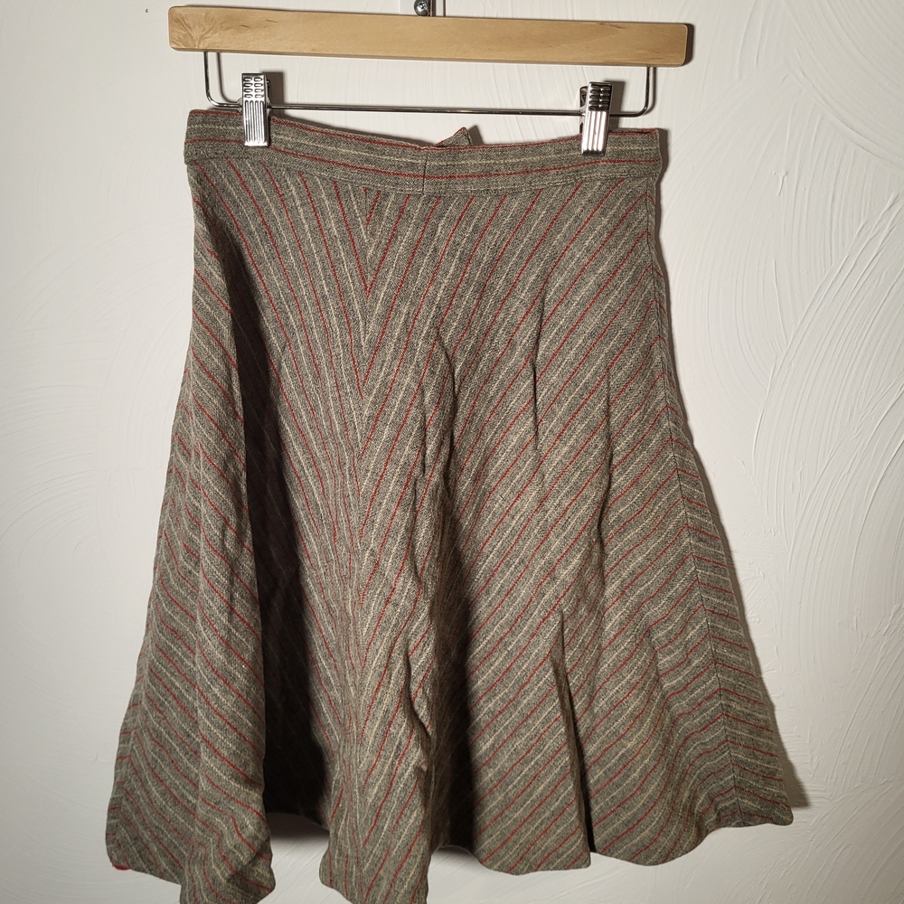 Chic A-Line Skirt with Red and Gray Stripes